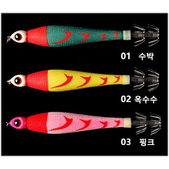나우바이트 오징어 한치 이카메탈, 40호 3색(수박, 옥수수 핑크) 1세트, 3개, 150g 29,500원