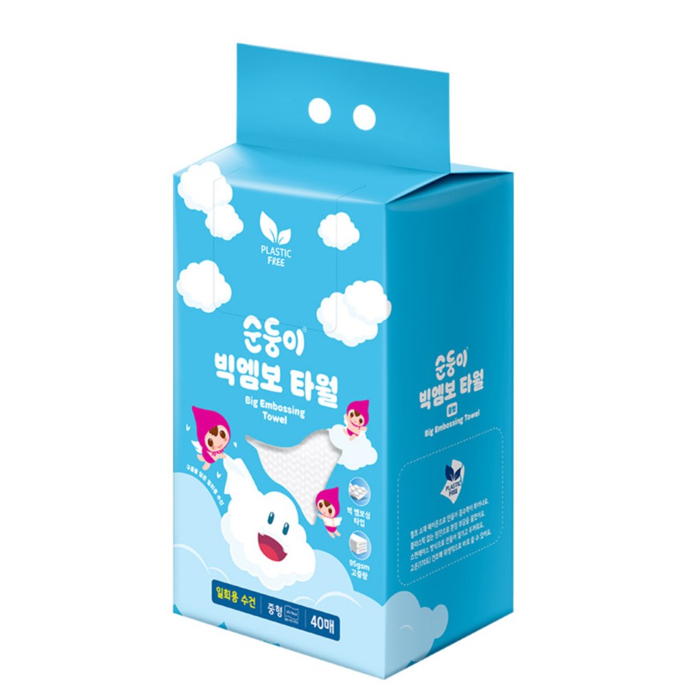 순둥이 일회용 빅엠보 펫타월 중형 40매 1팩 /중소형견 사이즈, 1개, 화이트 11,900원