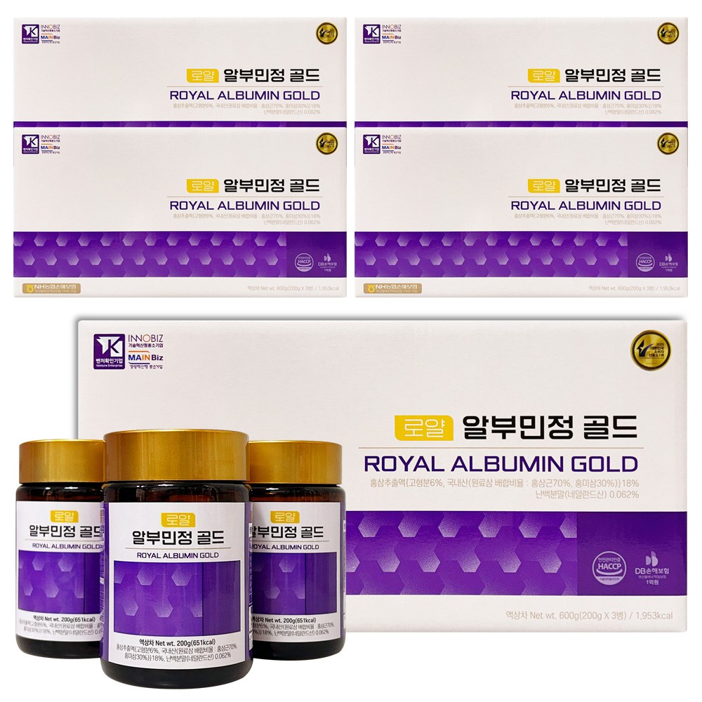 더존건강 로얄 알부민정 골드 알부민 홍삼 영양제, 5개, 600g 160,000원