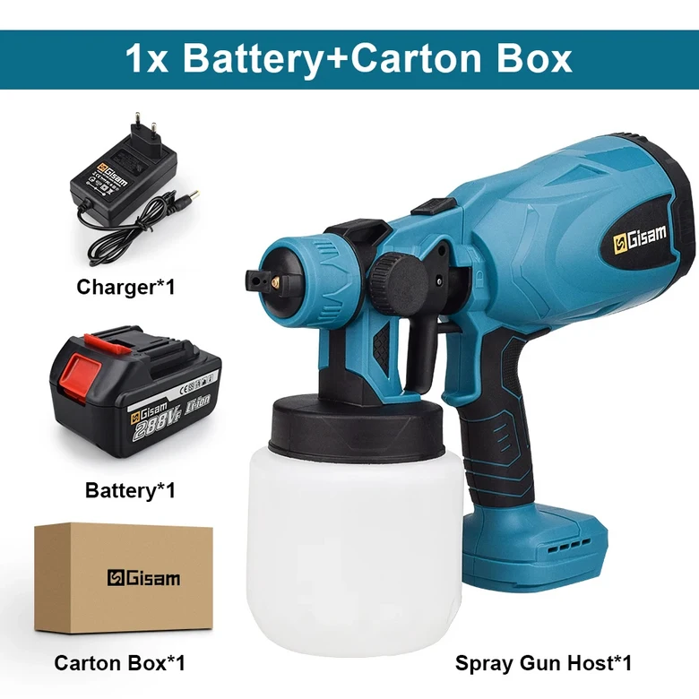 800ML 휴대용 전기 스프레이 건 무선 페인트 분무기 HVLP 가정용 Makita 18V 배터리와 호환 가능 45,900원