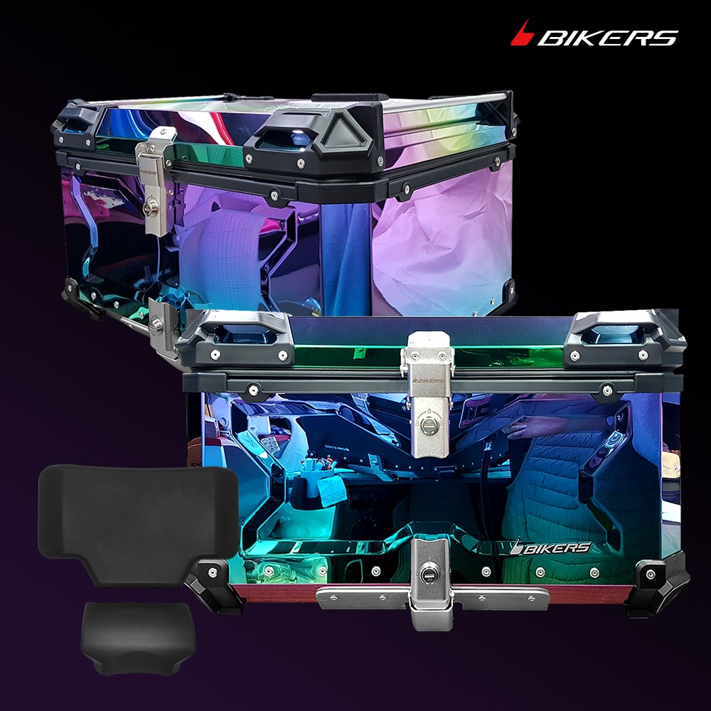 바이커스 오토바이 알루미늄 탑박스 65L 85L 등받이포함, 레인보우 210,000원