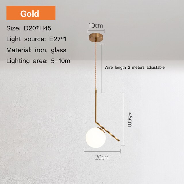 모던 라이트 럭셔리 샹들리에, 북유럽 골드 유리 볼 전등갓 펜던트 램프, 주방 아일랜드 다이닝 룸 침대 옆 36,200원
