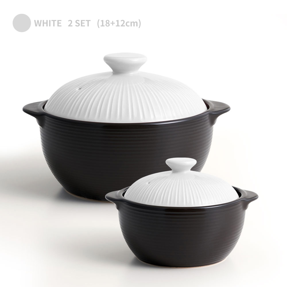 [한국도자기리빙] 리한 라인팟 무균열 뚝배기 2종세트 18+12cm 화이트, 1개 64,600원