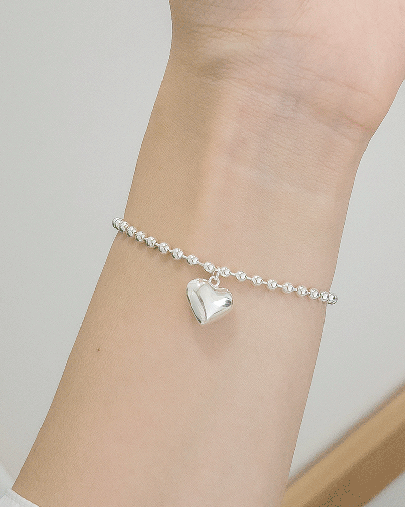 모두디자이너 실버925 듀이 통통 하트 1.2 페를 심플 3mm 은볼 체인 팔찌 118,600원