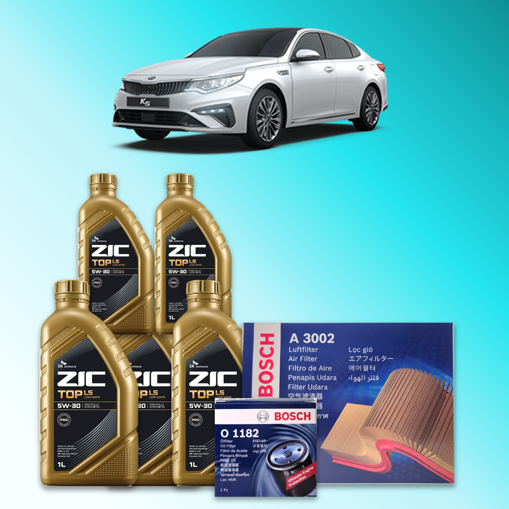 더 뉴 K5 (JF) 1.6터보 가솔린 엔진오일세트 SK 지크 탑 LS 5W30 (ZIC TOP LS) 80,000원