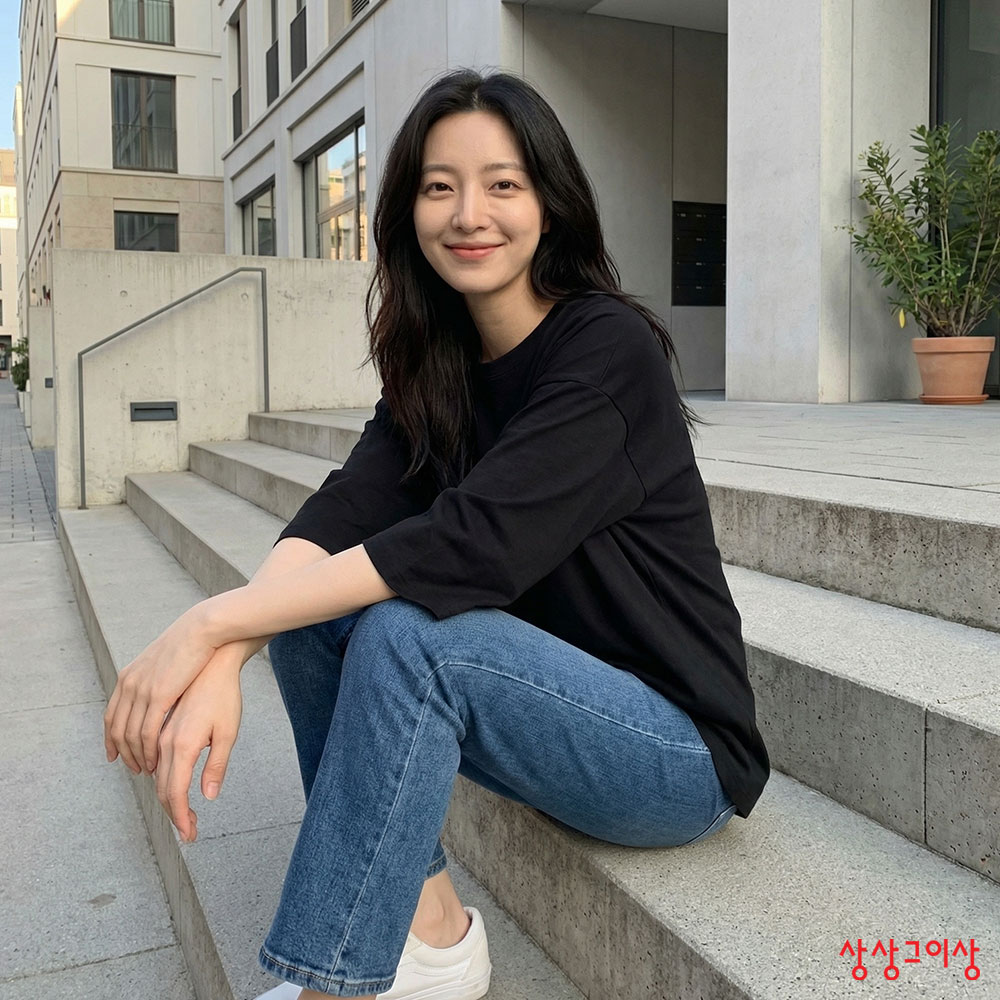 상상그이상 여성용 국내제작 박스 7부 부드러운 슬라브원단 루즈핏 라운드넥 무지 티셔츠 레이어드 이너티 21,400원