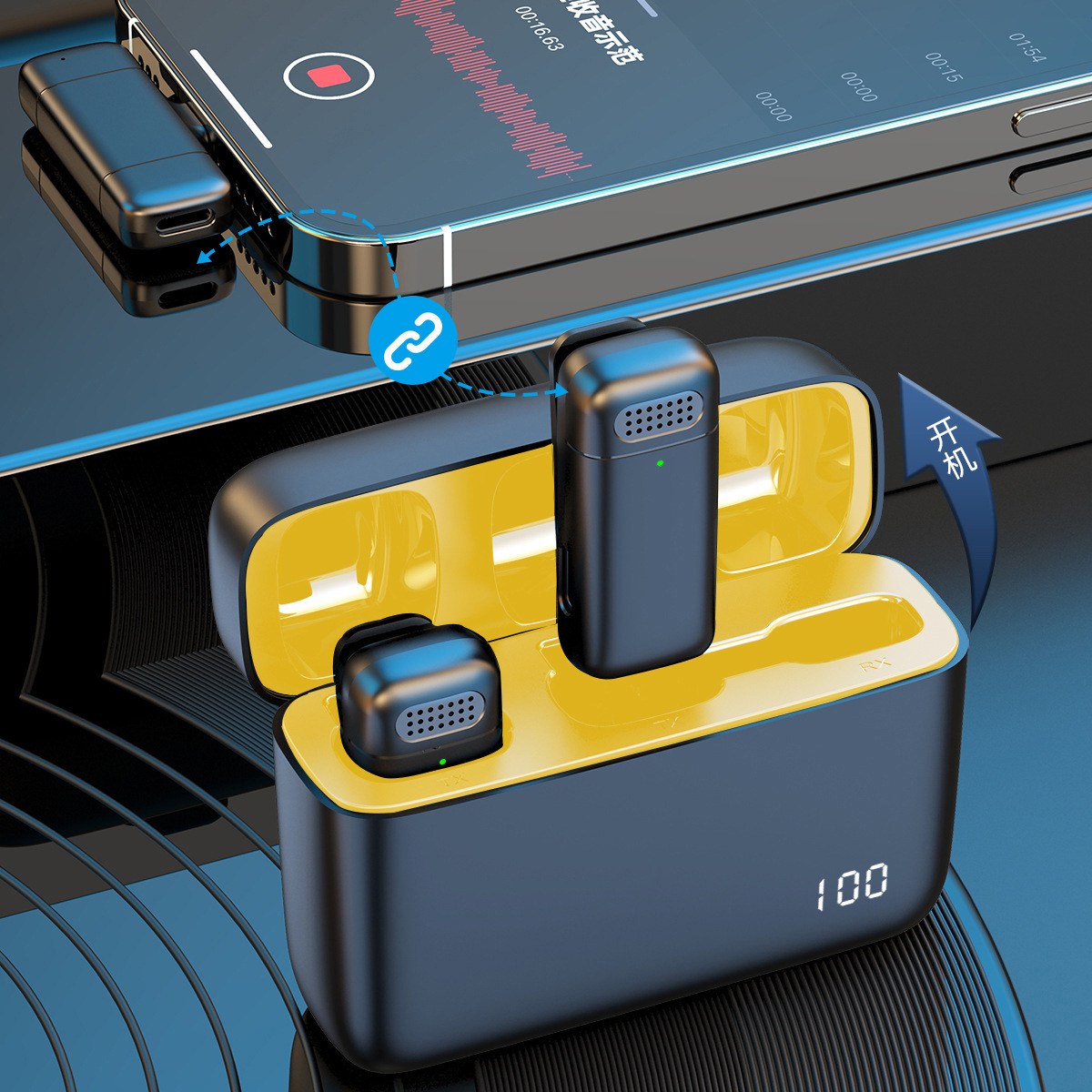 7Shadows 무선 핀 마이크 고음질 노이즈 캔슬링 클립형 라발리에 마이크 브이로그 유튜브 촬영용, Black, K6/타입C 37,800원