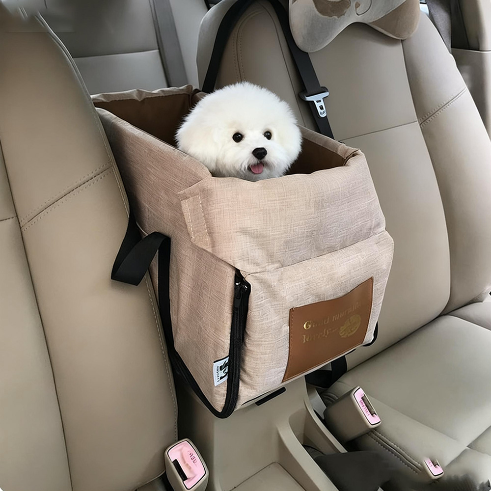 Jeernare 콘솔박스 강아지 카시트 휴대용 애견 카시트 사계절용 강아지 이동가방, 1개, 브라운 31,900원