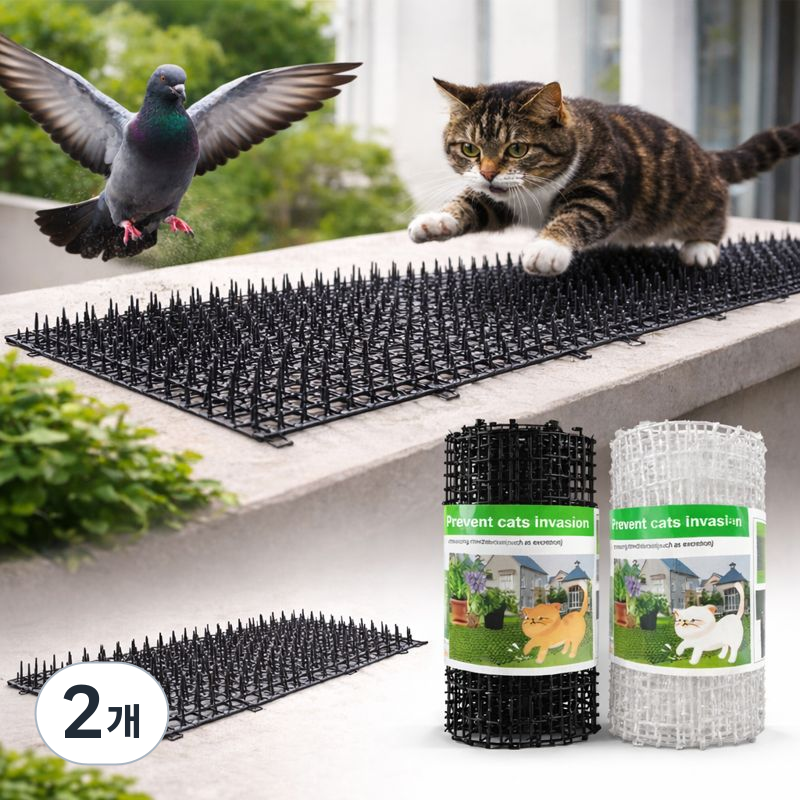 길고양이퇴치 비둘기 퇴치망 방충망 에어컨 베란다 실외기 새쫓기 야생동물 2m, 2개, 화이트 28,290원