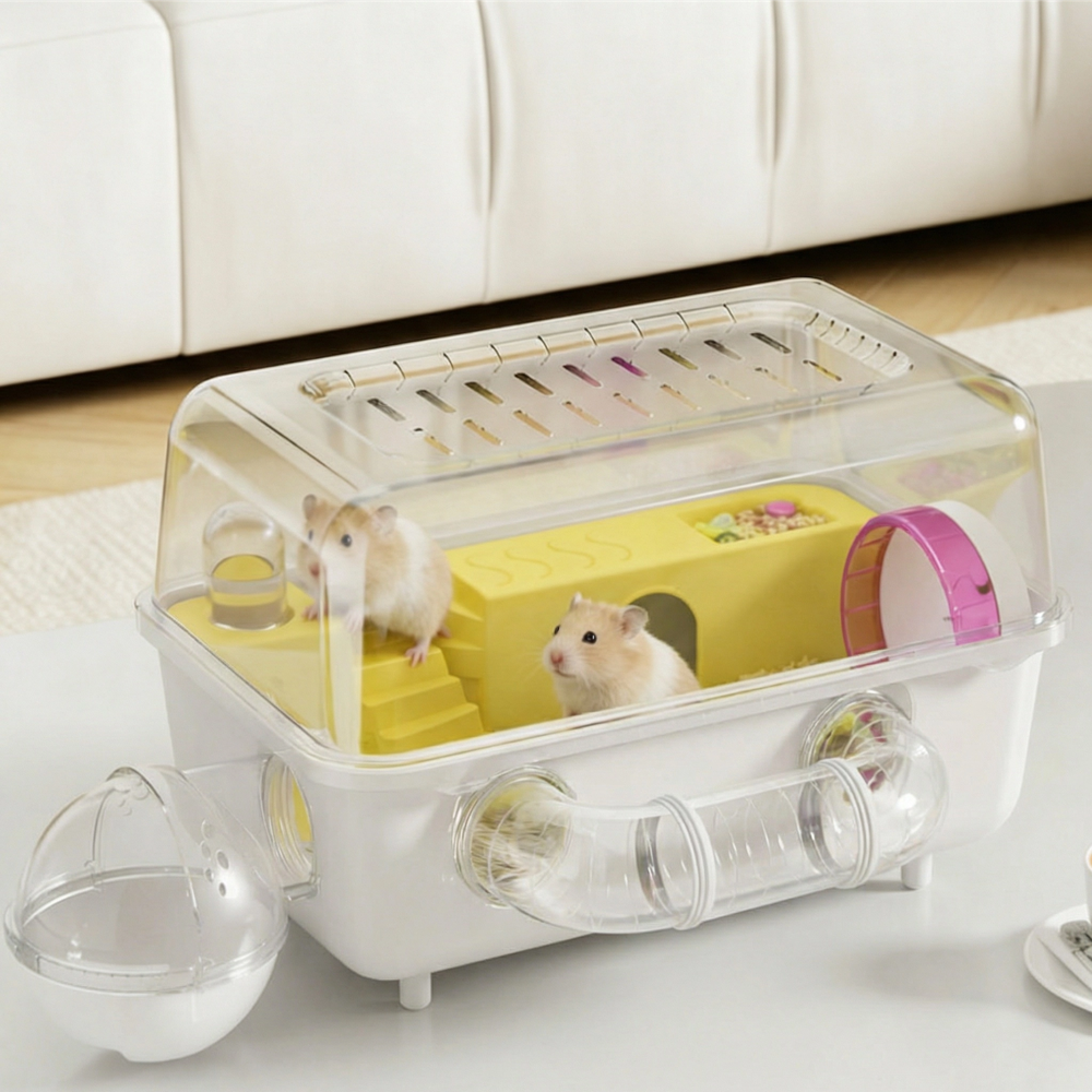 Tinduo 햄스터케이지 투명한 아크릴 빌라 빌라 고슴토치 햄스터 하우스 햄스터놀이터, 1개, 흰색 31,900원