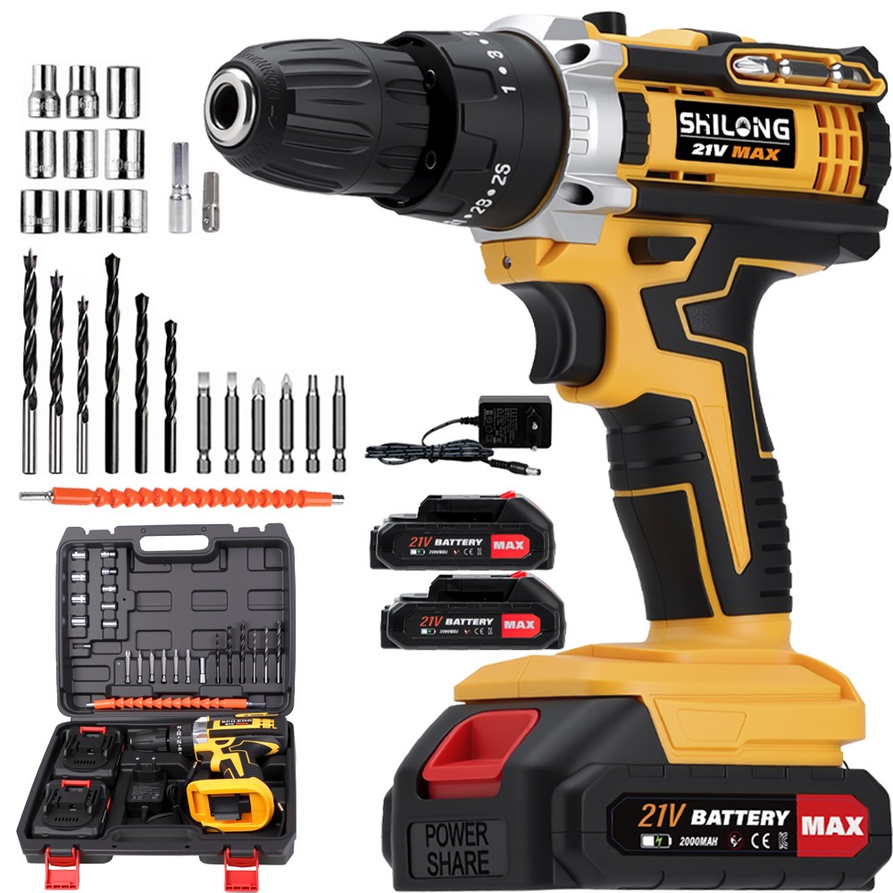 SHILONG 21V 가정용  다용도 전동드릴 35N 빅토크해머드릴무선 가정용전동드라이버 임팩트드릴 해머전동드릴 배터리 2개 2000mah세트 풀세트 49,880원