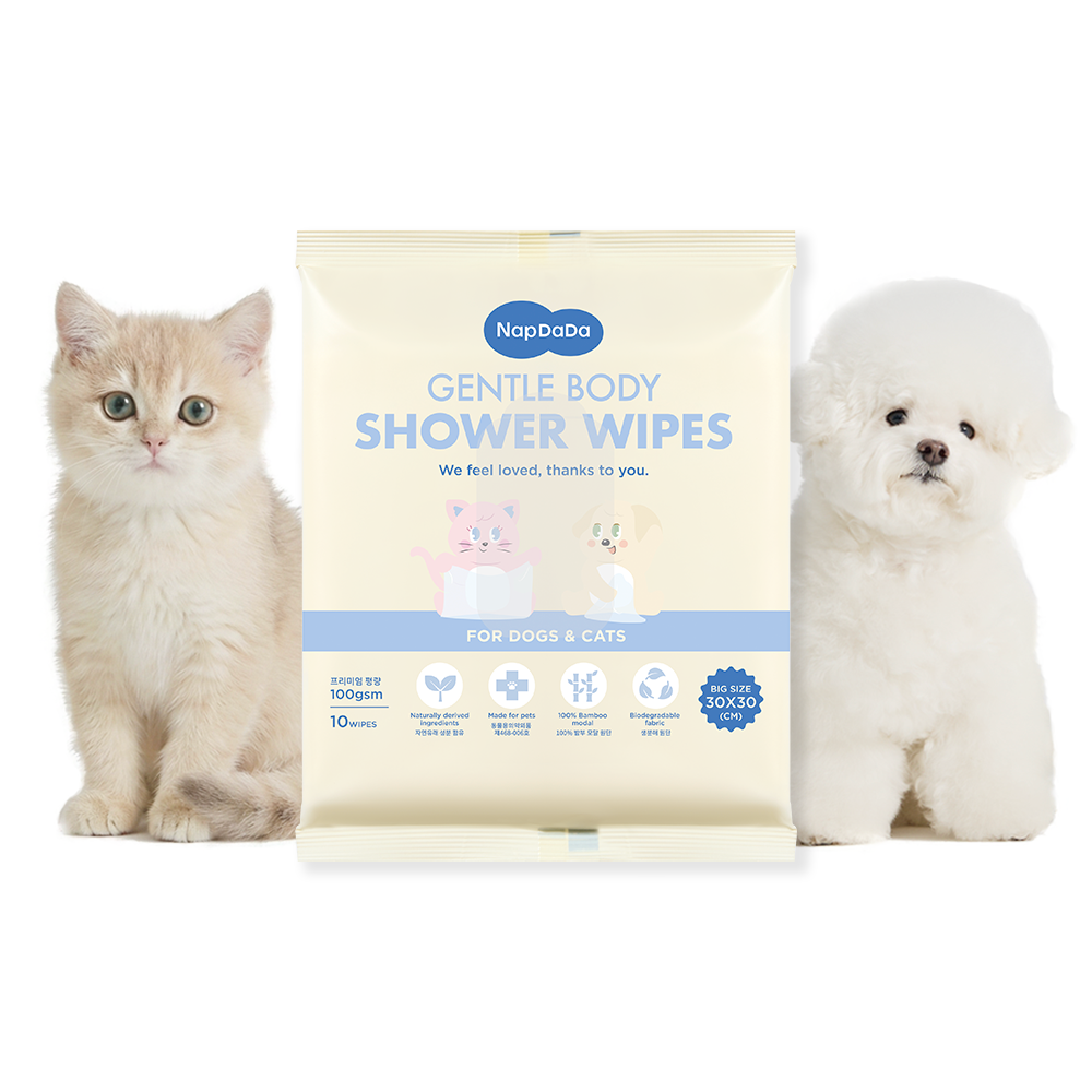 냅다다 젠틀바디샤워티슈 강아지 고양이 목욕 물티슈 대나무원단 100gsm, 현재가 8,900원