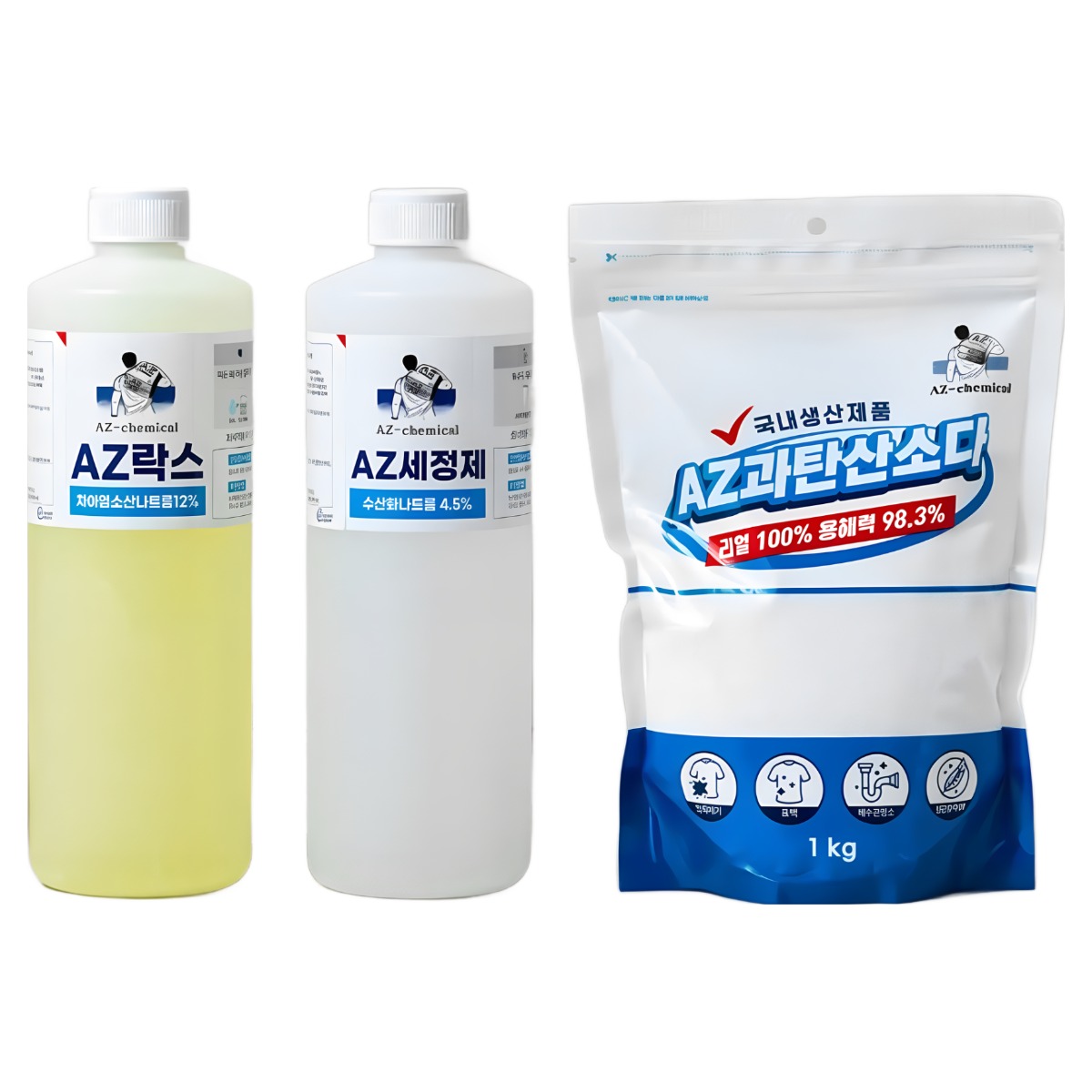 AZ락스1L + AZ가성소다1L+ AZ과탄산소다1kg 1세트, 1개 16,900원