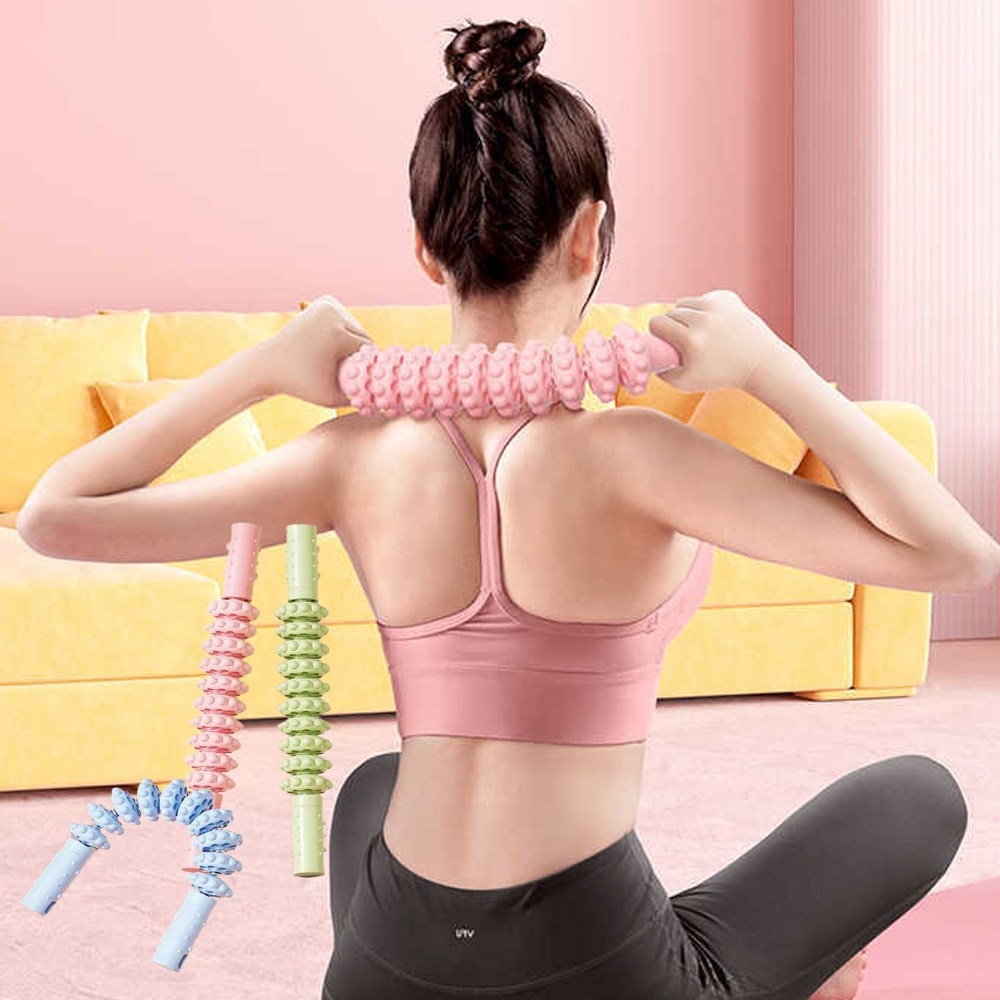 도매창고 휘어지는 마사지 지압 롤러 10구 스틱 요가 마사지봉 안마봉 뭉친근육 셀프 허벅지 스프링 어깨 발 탄성 4,300원