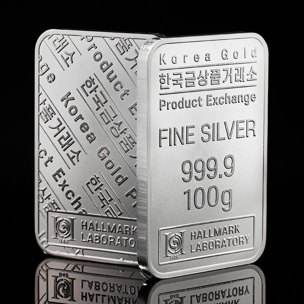 [한국금상품거래소] 실버 순은 999.9 은테크 투자용 프레스 홀마크 포나인 실버바 100g 497,000원