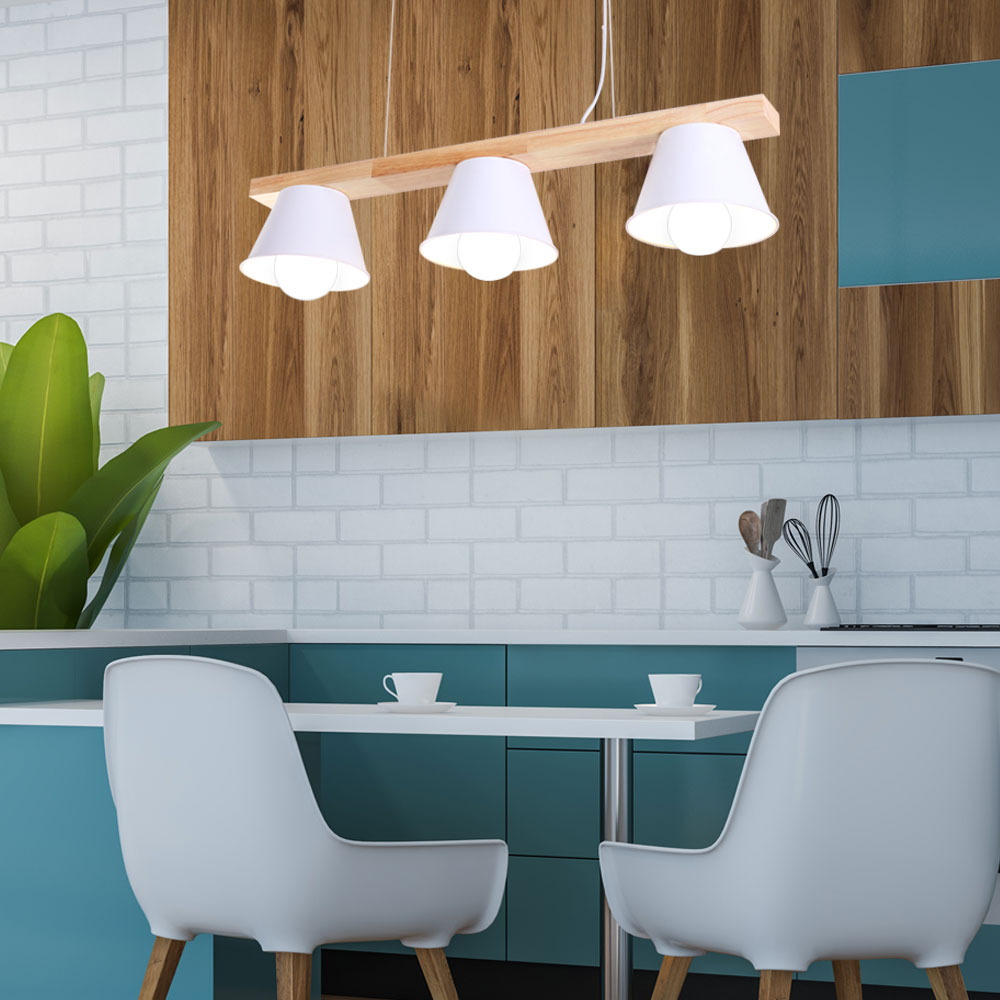 데이온 원하 DO 우디 3등 일자 펜던트 조명, 우드 + 화이트 77,800원