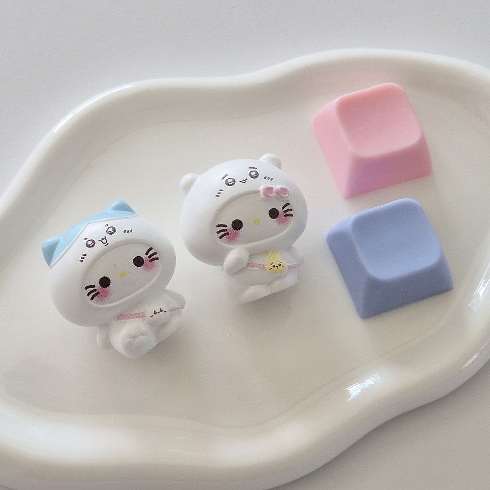 귀여운 키보드 키캡 먼작귀 키링, 단일상품, 핑크+블루 13,800원