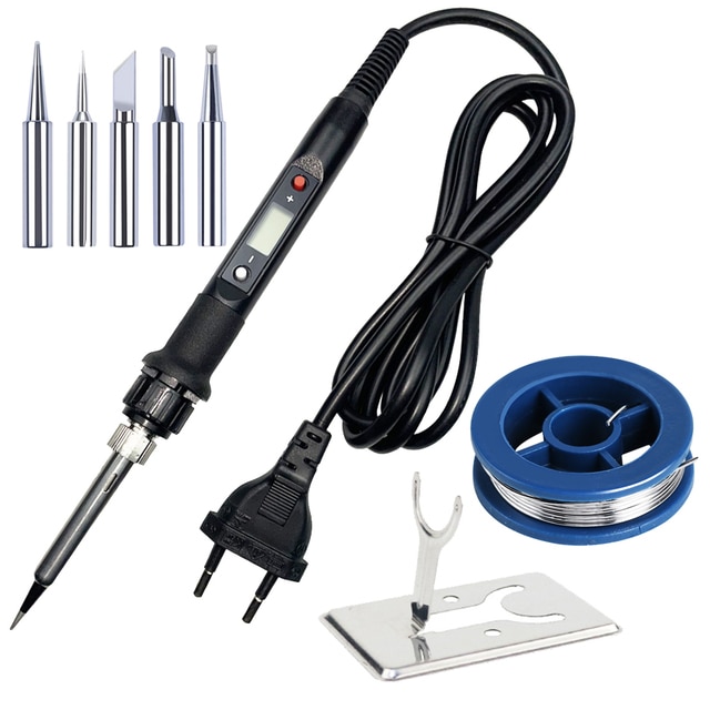 온도 조절 가능한 납땜 인두 키트, LCD 용접 도구, 세라믹 히터 팁, 제거 펌프, 220V, 80W 11,700원
