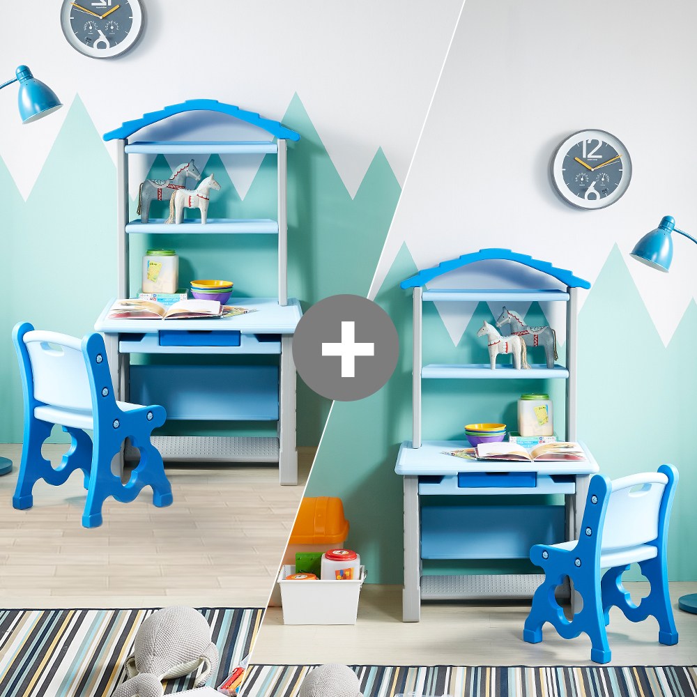 [2세트 특가] 하이지니프로 2세트 학습습관 바른자세 유아책상의자세트 남매 자매 쌍둥이책상 (2color), 파스텔블루+파스텔블루 162,000원