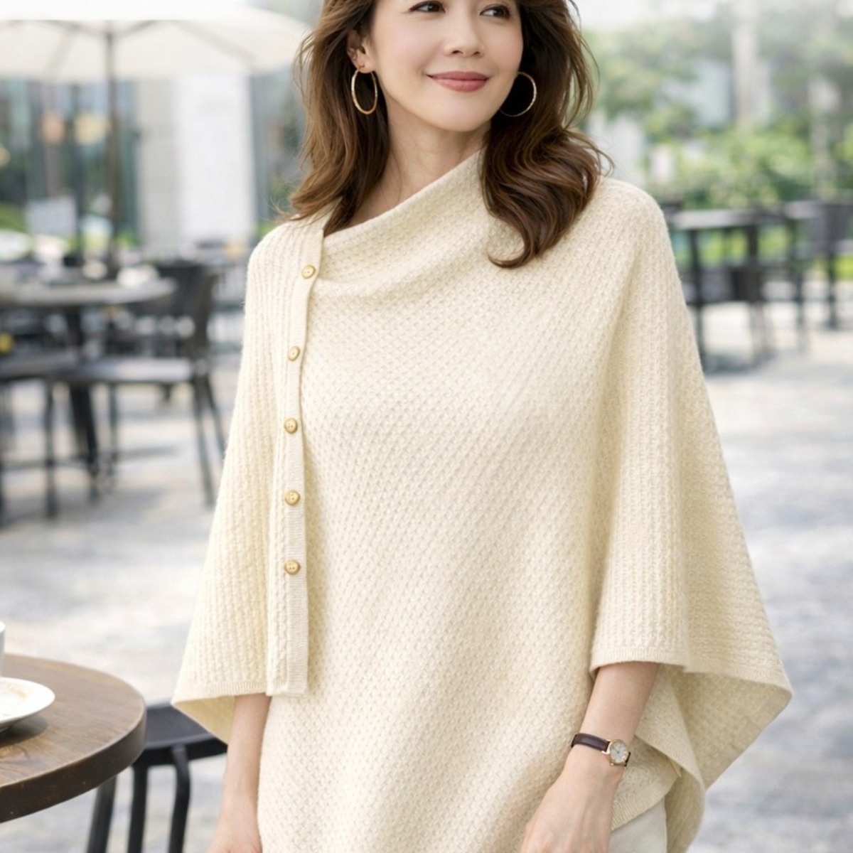 여성 니트 숄 판초 가디건 케이프 숄머플러 겨울 데일리룩 단추형 판초 망토 스카프 T4013 19,900원