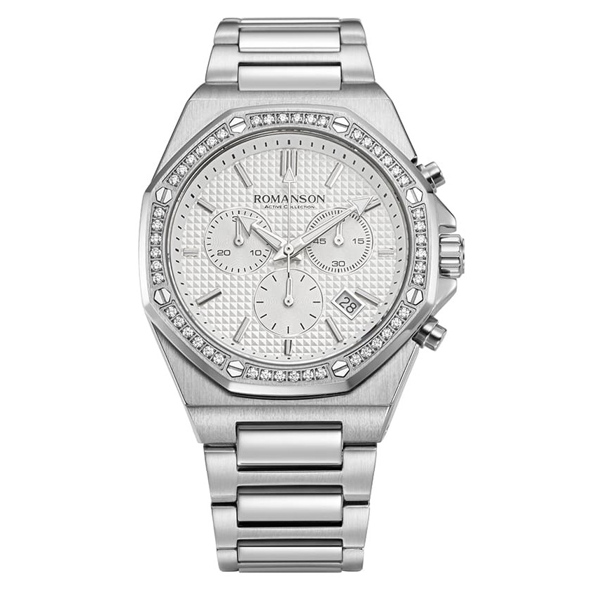 로만손 남성용 오디에 옥타고논 크로노그래프 스톤베젤 메탈 시계 RWRMQM4BS003WHWH0 321,300원