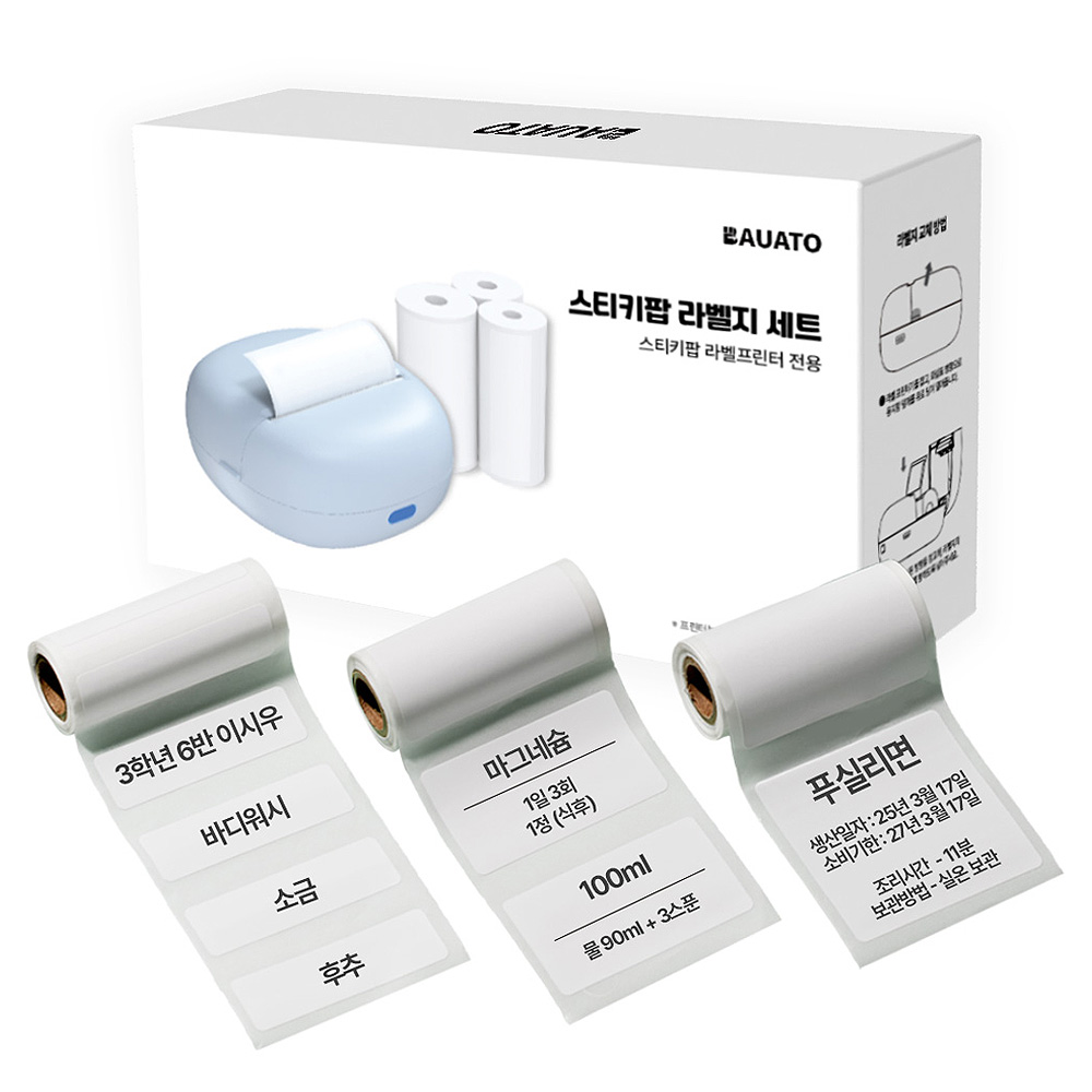 바우아토 스티키팝 자동 정렬 미니 감열식 라벨프린터 전용 라벨지 3종 세트, 1개 12,800원