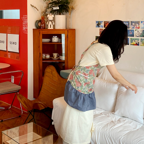 수국 미니 데님프릴 앞치마 플로리스트 공방 꽃집 뷰티샵 단체복 맞춤 여름 에이프런 집들이선물 23,900원