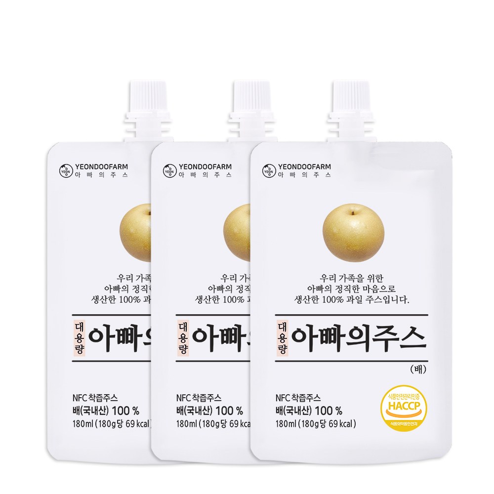 [연두팜] BIG 아빠의주스 배즙 180ml 낱개 870원