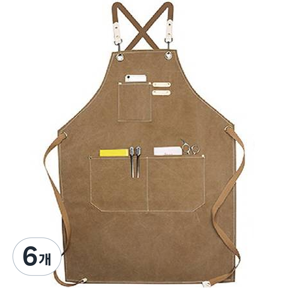 누심비 캔버스 카페 공방 앞치마, 브라운, 6개 62,850원