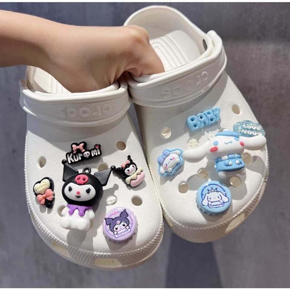 10~12 ps 산리오 실내화 슬리퍼 파츠 지비츠 악세사리 신발꾸미기, 1세트, 쿠로미&시나모롤 BB 10개 13,200원