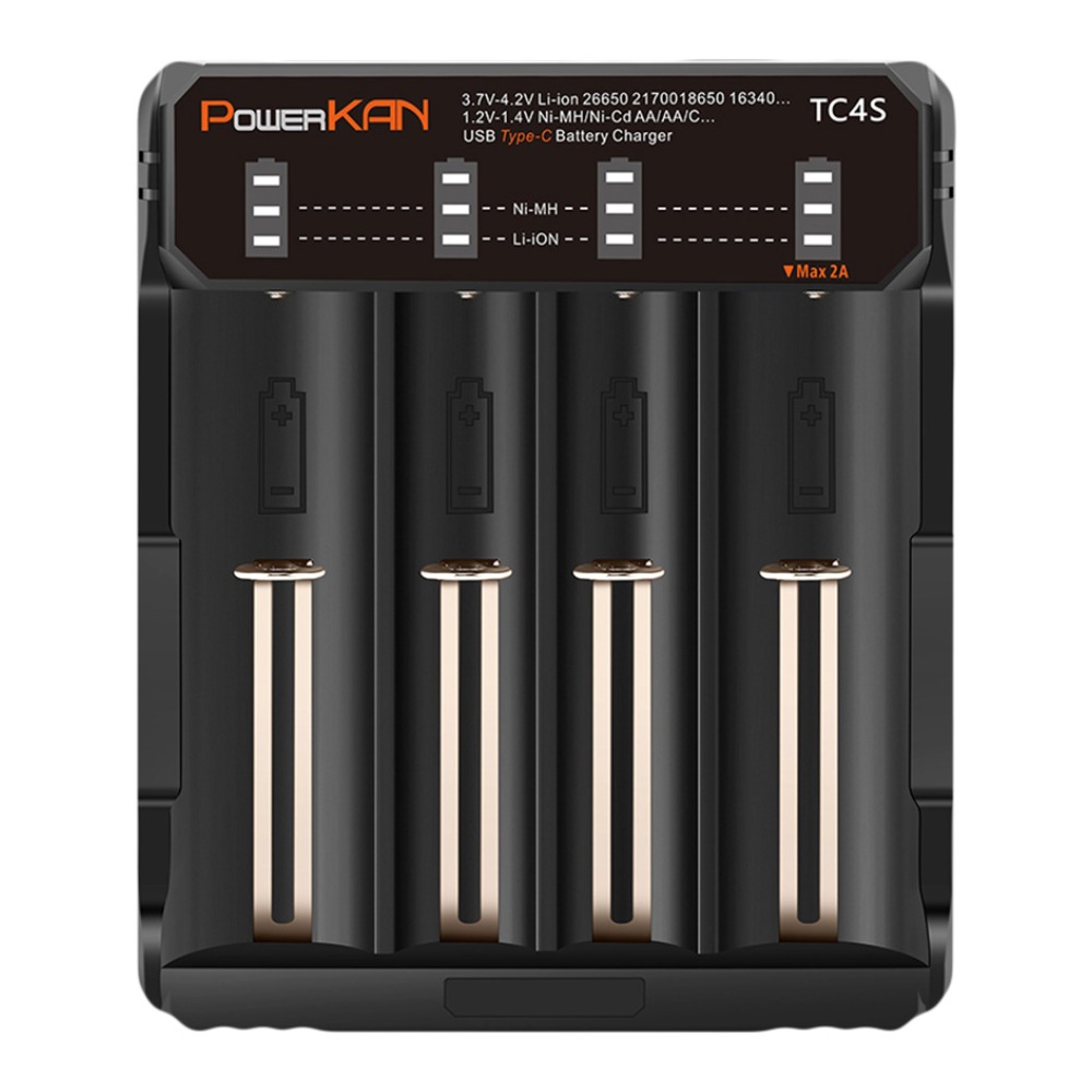 POWERKAN 2A 고속충전기 리튬이온 니켈수소 겸용 배터리 충전기 3.7V Li-ion 1.2V Ni-MH AA TC4S 건전지 배터리 충전 18650 과충전방지 14,150원