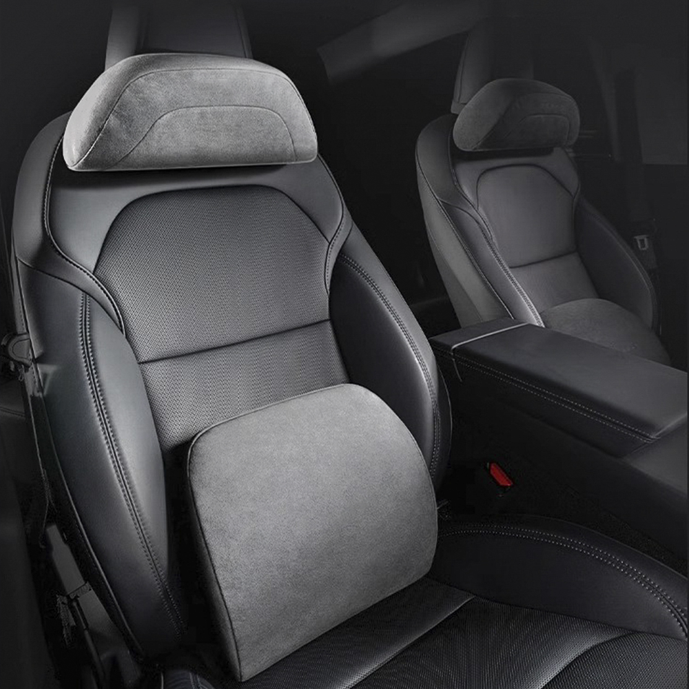 [Vihimai] 테슬라 스웨이드 고급 목베개와 메모리폼 허리 쿠션으로 모델 Y 주니퍼 모델 3 하이랜드 호환, 1개, 헤드레스트+허리 쿠션 41,900원