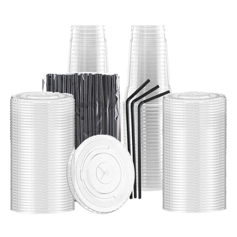 커피보니 PET 아이스컵 92mm 420ml + 평 뚜껑 92mm + 빨대 세트, 50세트 9,900원