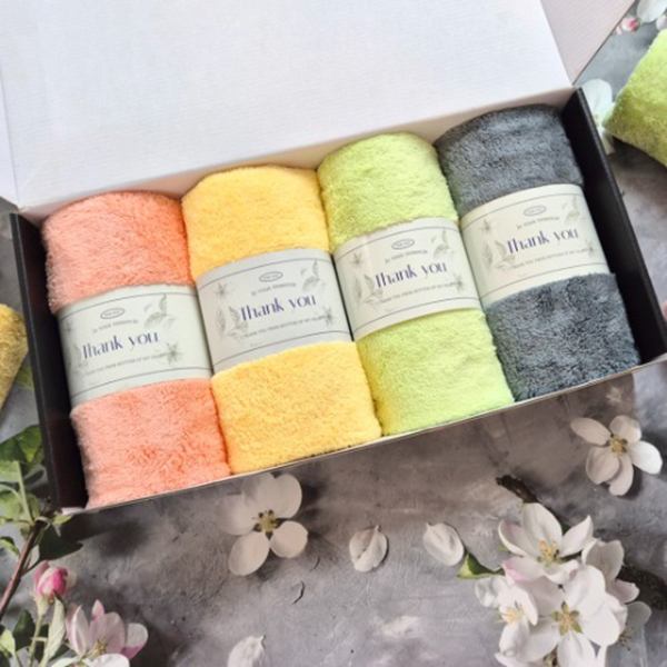 프리미엄 극세사 타올 선물세트4P (손잡이케이스) 감사 답례 명절 추석 선물, 1세트, 색상혼합 12,800원