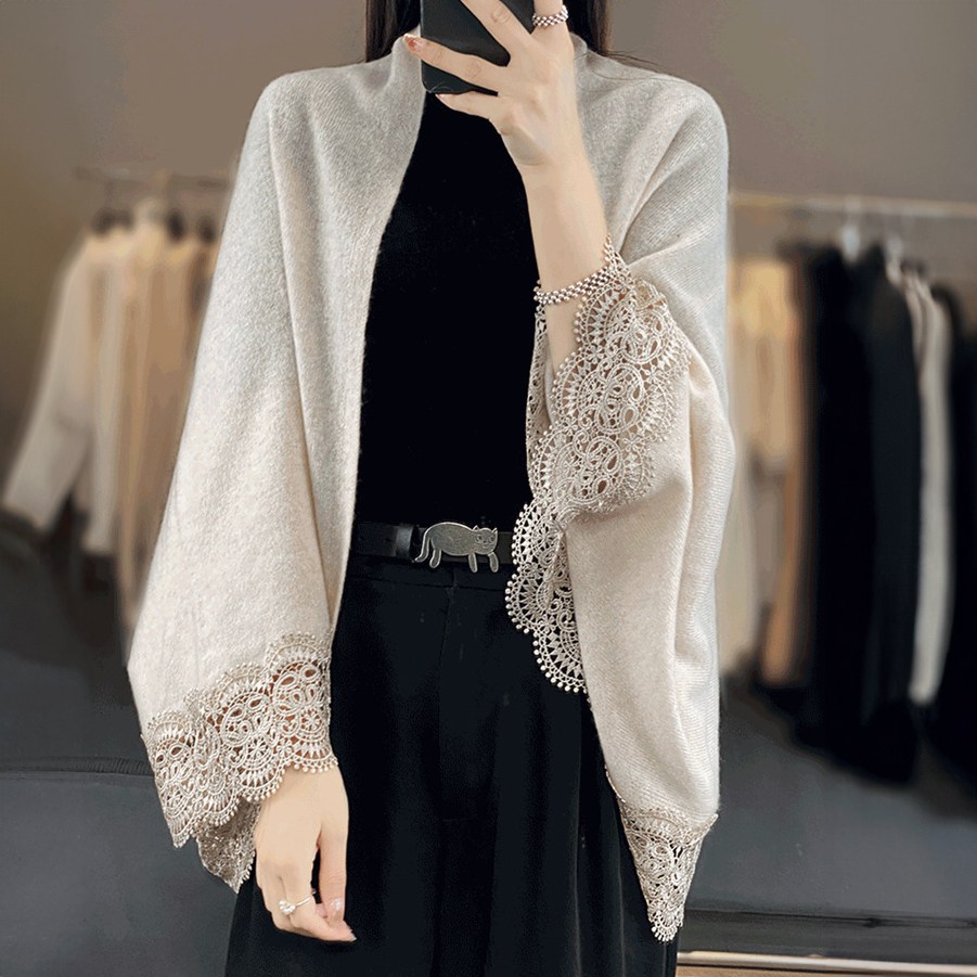 퀸앤조이 레논 레이스 니트 머플러 숄 가디건 39,800원