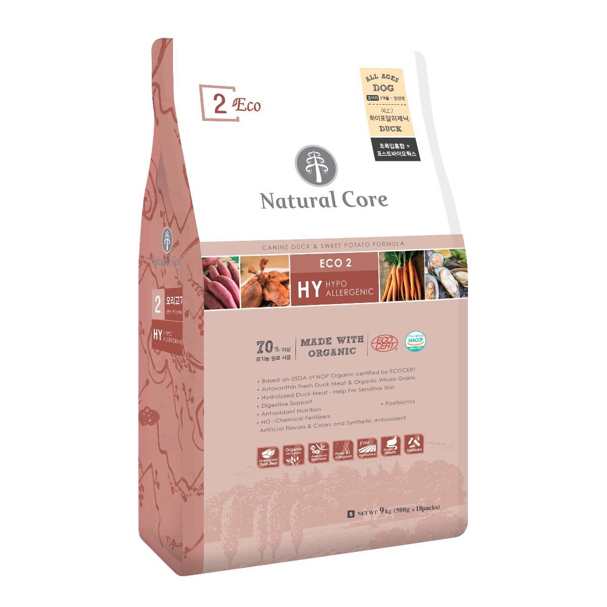 네츄럴코어 전연령 강아지 에코2 하이포알러제닉 작은입자, 가수분해 오리, 9kg, 1개 81,260원