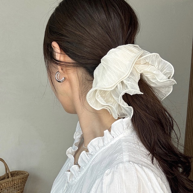 쉬폰 레이스 플리츠 풍성 스크런치 헤어슈슈 빅사이즈 곱창밴드 머리끈 10,900원