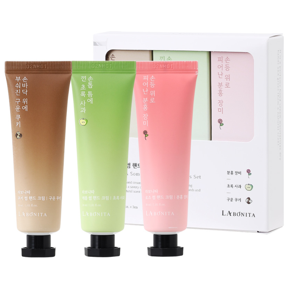 라보니따 썸 핸드크림 3종 세트 / 퍼퓸 핸드크림/쿠키 사과 장미 향 핸드크림 /선물세트, 3개, 90ml 7,900원