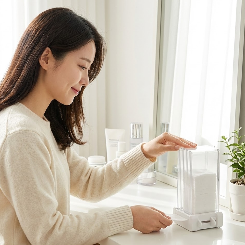 씨엔알비 원터치 위생 화장솜 케이스, 클리어화이트, 1개 17,100원