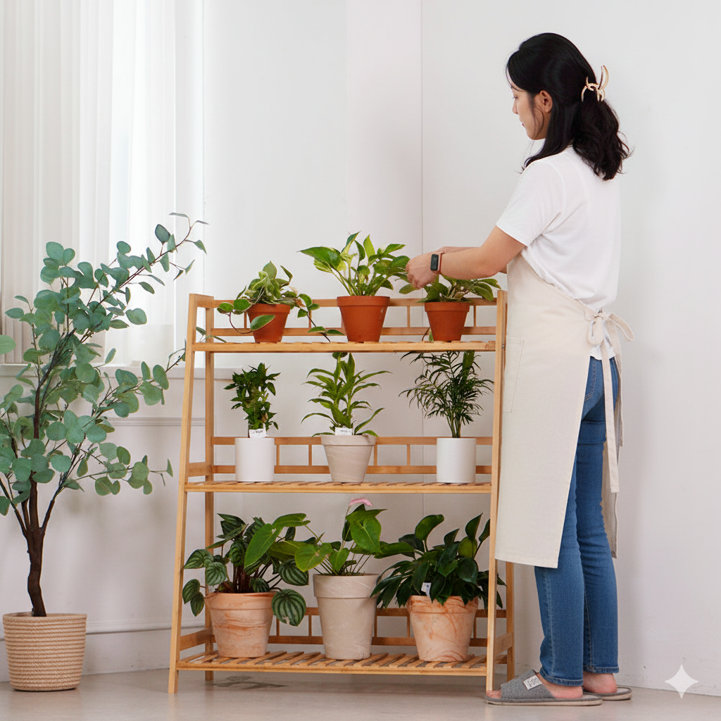 친절한마이쮸 원목 화분거치대 베란다 화분선반 진열대 정리대, 기본형 (100cm), 3단 62,800원