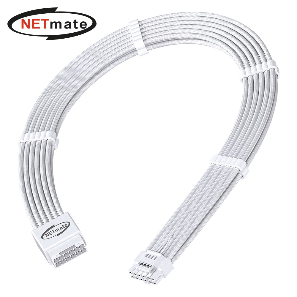 NETmate NM-DPR1799 PCI-E 5.0 12VHPWR 연장 슬리빙 케이블 30cm 올화이트 16AWG 그래픽카드 RTX 호환 600W, 1개 18,500원