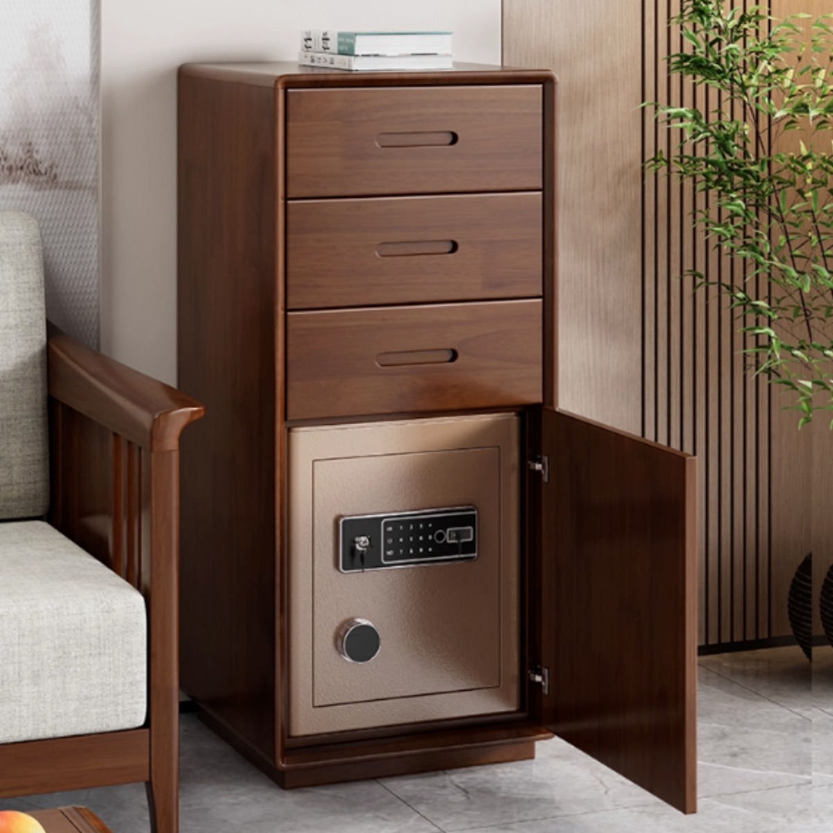 하우컨 가정용금고  서랍 원목 지문인식 열쇠 비밀번호 도난방지 귀중품보관함 클래식 705,000원