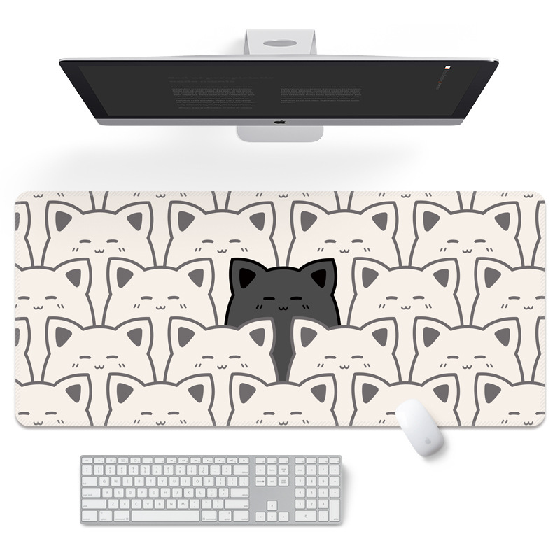 게이밍마우스패드 귀여운 고양이 마우스장패드 논슬립 키보드 매트900 x 400 x 3mm, 1개, 크림색 19,800원