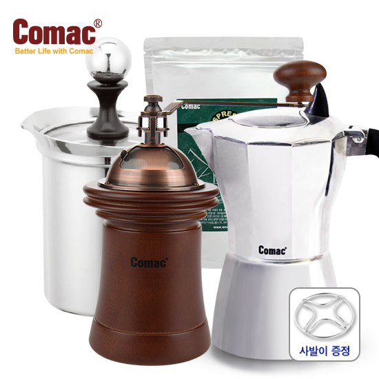 코맥 모카포트6컵 + 우유거품기 800ml 세라믹날 커피밀 갈색(원통) 에스프레소 커피원두 200g (E3+S8+M8+C1) 사발이 94,100원