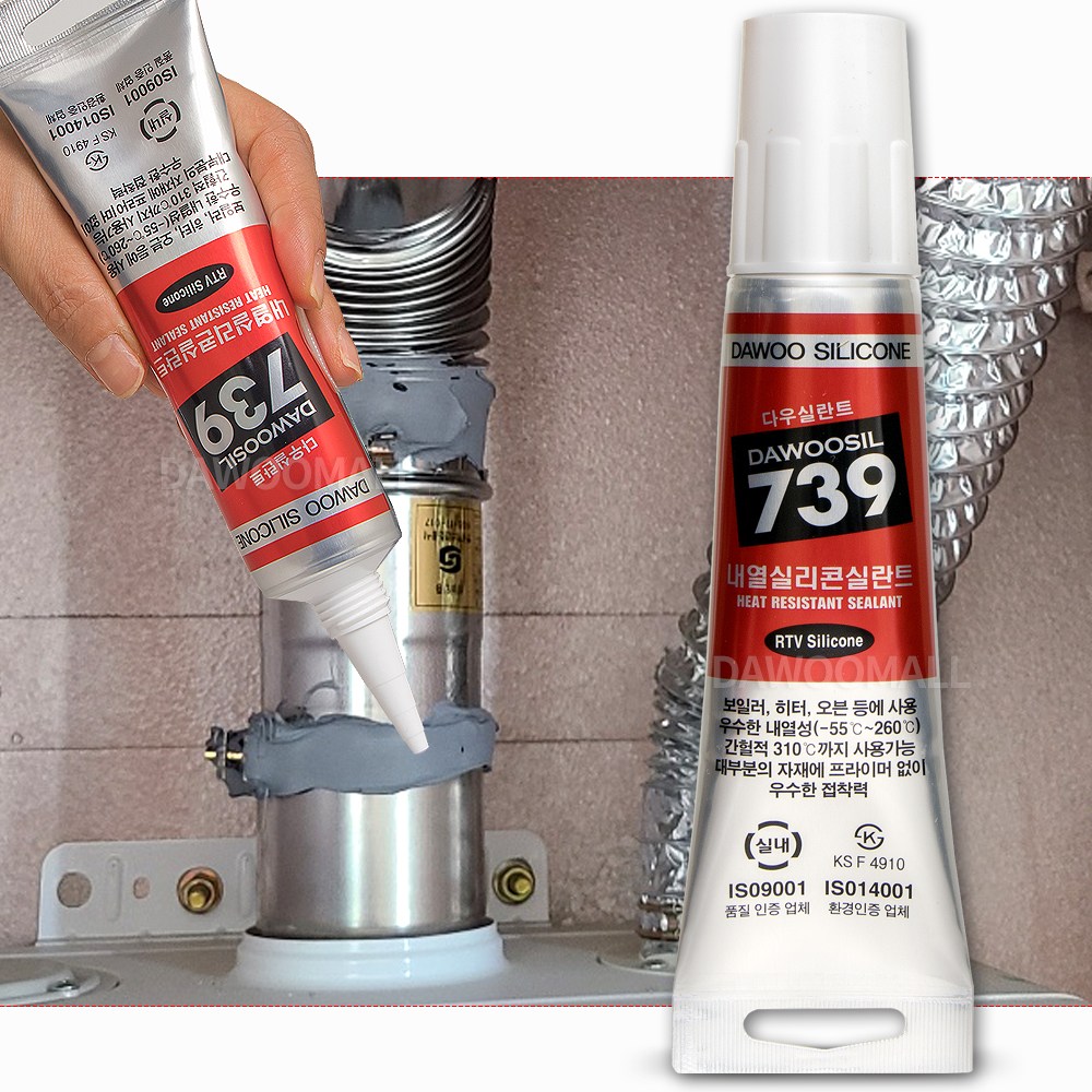 DaWooMall 내열 실리콘 보일러연통 실란트 다우실739 튜브 100ml 고온 16,200원