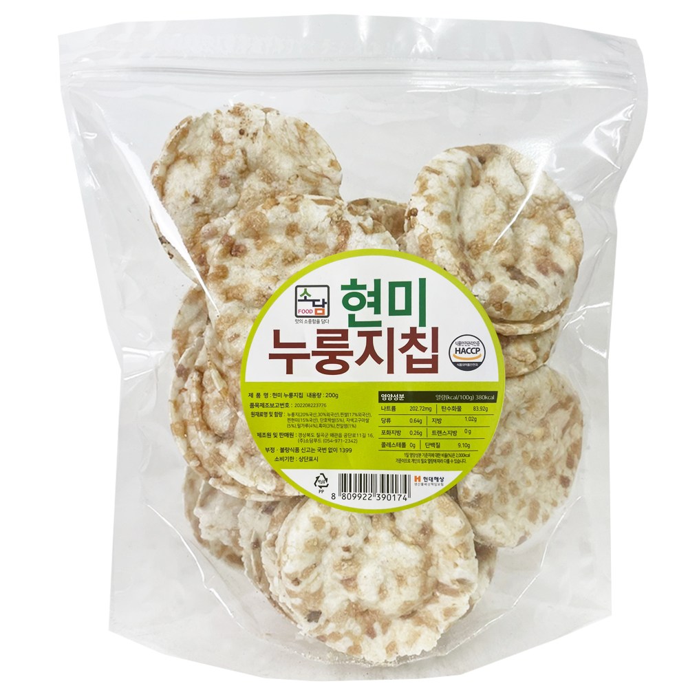 현미 누룽지칩 과자 전통 곡물 간식 뻥튀기 스낵, 200g, 1개 6,030원