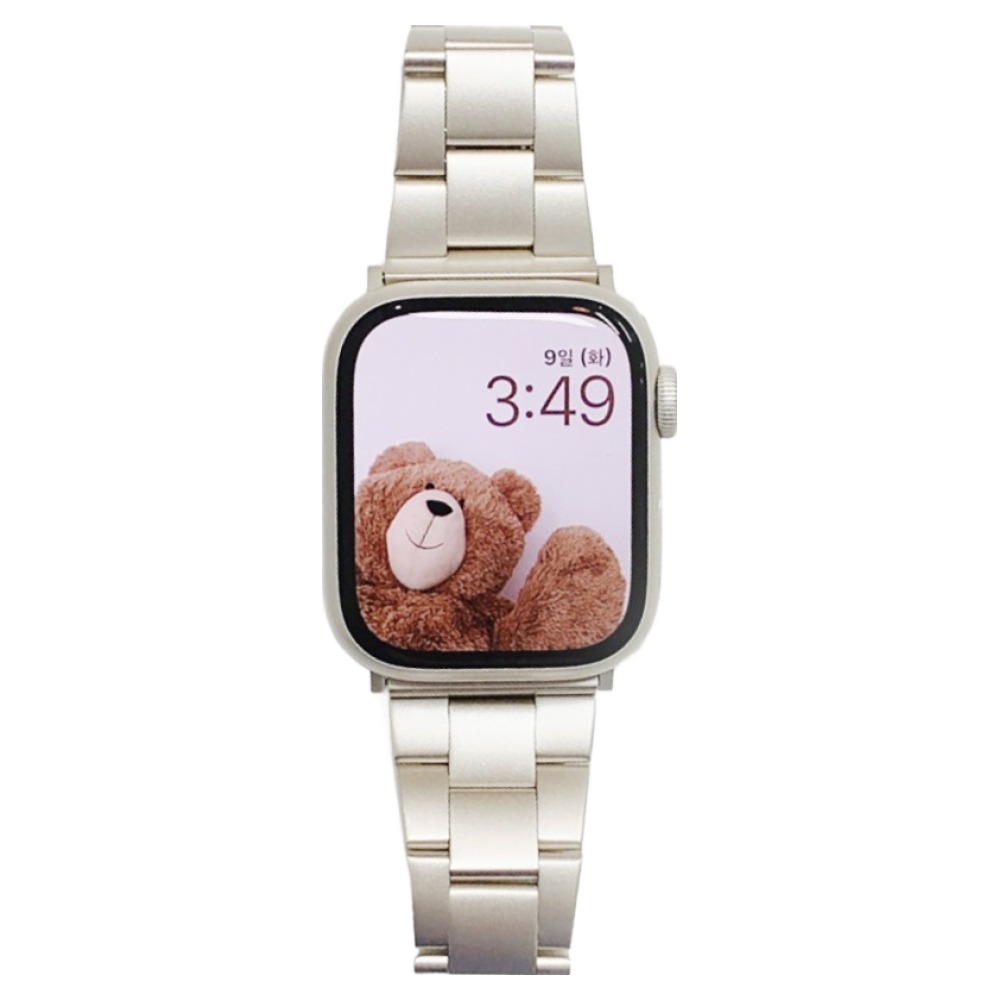 우먼스9999 애플워치 8 7 6 5 4 3 SE 호환 가능 이지핏 메탈 스트랩 밴드, 스타라이트, 1개 22,900원