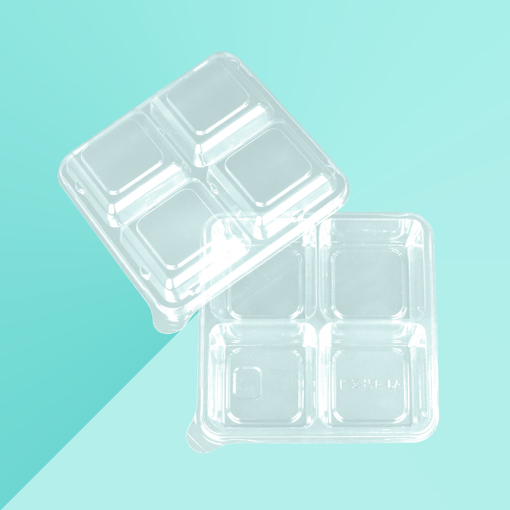 [일용상회]정사각 4칸 용기 AJ 1313 PET 투명 900세트  소스 반찬용기 115,000원