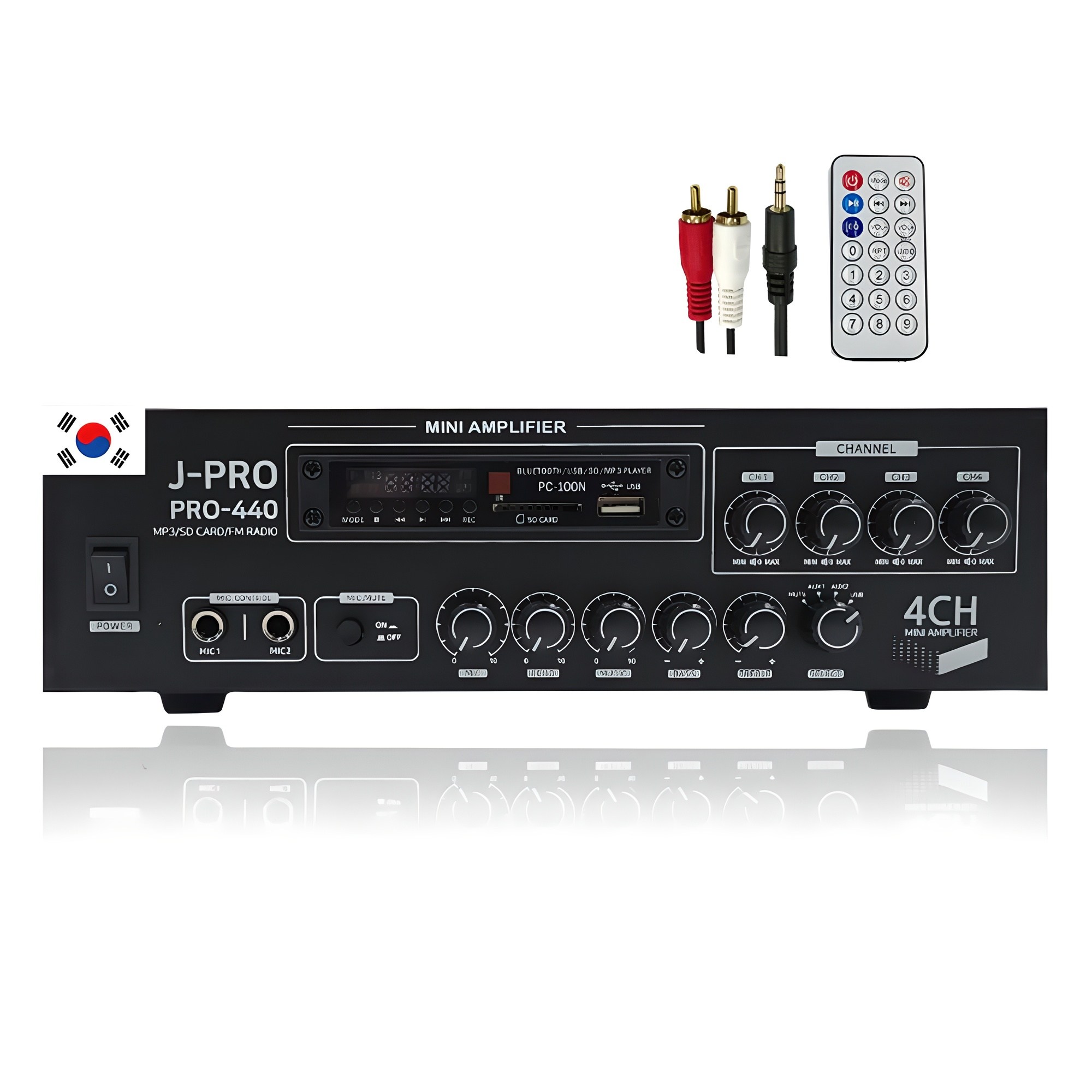 J-PRO 국산앰프 PRO-440 4채널 440W 블루투스 카페 업소용 매장용 앰프+리모콘+PC선 1.5M 포함 130,000원