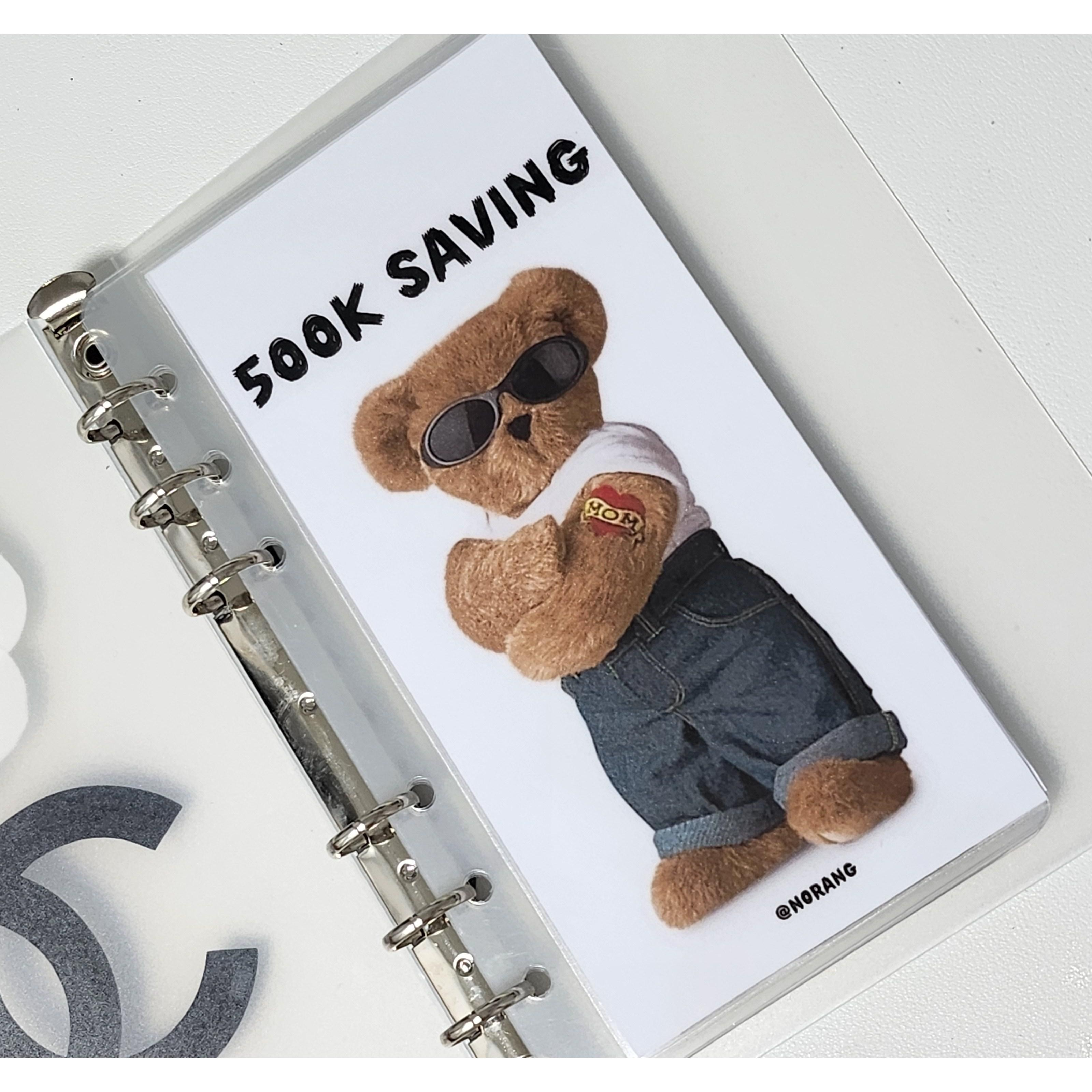 A6) 곰돌이 50만원 6공 현금 속지 저축 챌린지 바인더 나랑노랑 14,000원